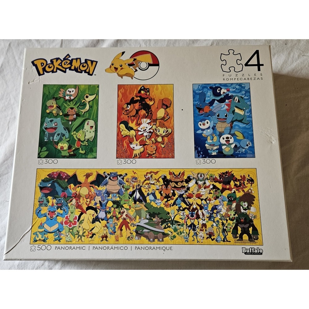 Pokémon Buffalo Games Puzzle Lot 4 Puzzles 300 & 500 Piece Panoramic